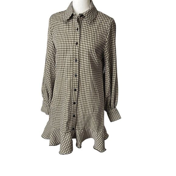 Pretty Little Thing US 2 Shirt Dress Long Sleeve Button Front Collared - Picture 5 of 9